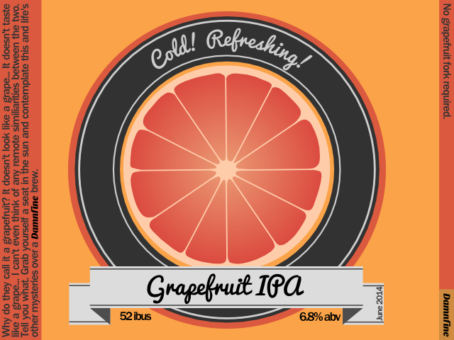 The beer label for Cold! Refreshing! Grapefruit IPA