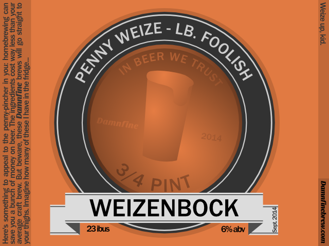 The beer label for Penny Weize, Lb. Foolish