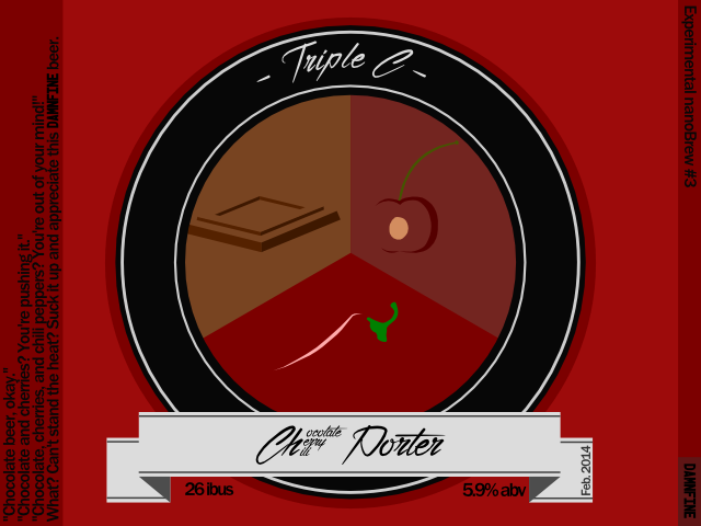 The beer label for Triple C Chocolate Cherry Chili Porter